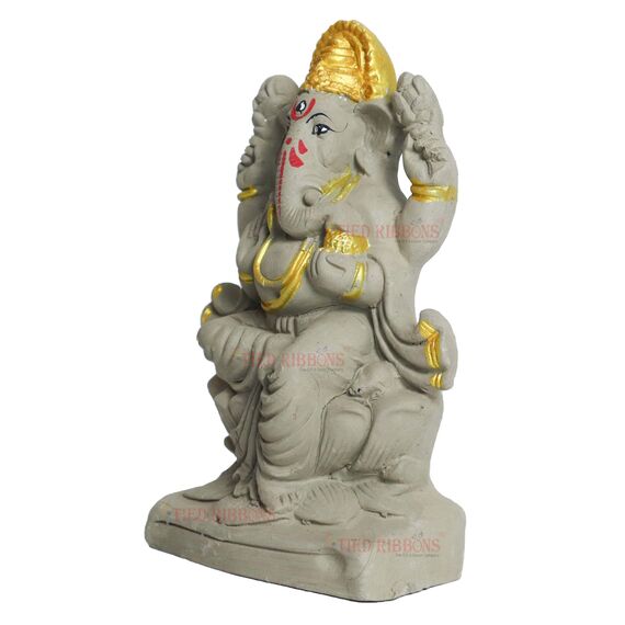 Tied Ribbons Eco Friendly Ganesha Idol for Ganesh Chaturthi Decoration Items Handmade Indian God Idol Lord Ganesh Statue Figurine for Home Decor Pooja Room - Ganpati Idol Clay for Visarjan