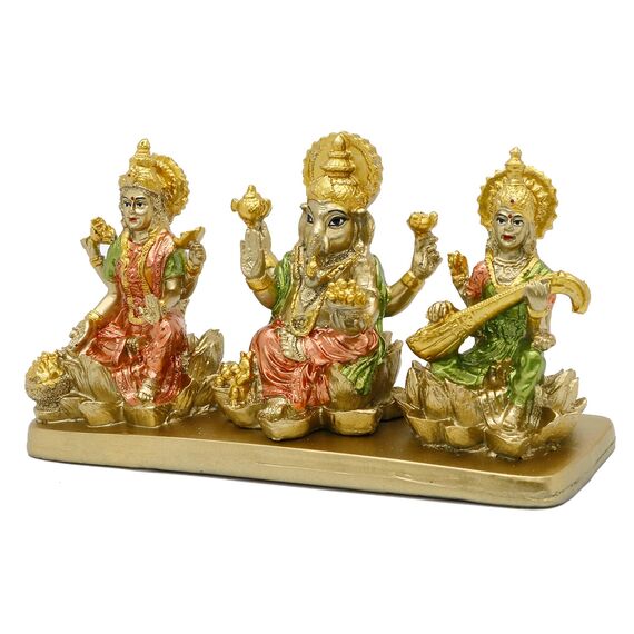 Hindu-Lakshmi Ganesha Saraswati Statue – Laxmi Ganesha Idol für Auto Armaturenbrett Dekor Zuhause Tempel Mandir Pooja Artikel indischer Puja Artikel Diwali Geschenk Meditation Yoga Altar Dekoration