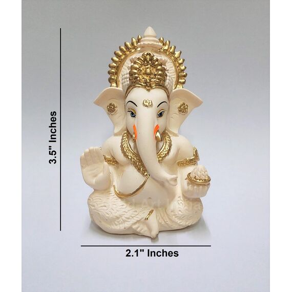 Gold Art India Ganesha-Idol, Auto-Armaturenbrett, IdolGanesha Murti Ganpati Idol für Heimdekoration, Puja, Lord Ganesha, Statue, Geschenk für Büro, Schreibtisch, Puja, Raumfigur, 8,4 cm