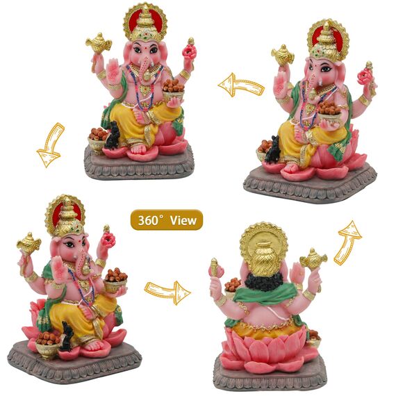 alikiki Indischer Gott, Ganesha, Statue, 10,4 cm, mehrfarbig, hinduistisches Idol, Ganesha-Figur, Indien, Heimbüro, Mandir-Tempel, Altar, Pooja-Artikel, Diwali Puja