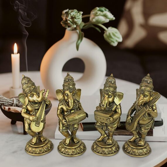 Design Toscano Lord Ganesha, Musikalischer Elefantengott Hinduistische Statuensammlung