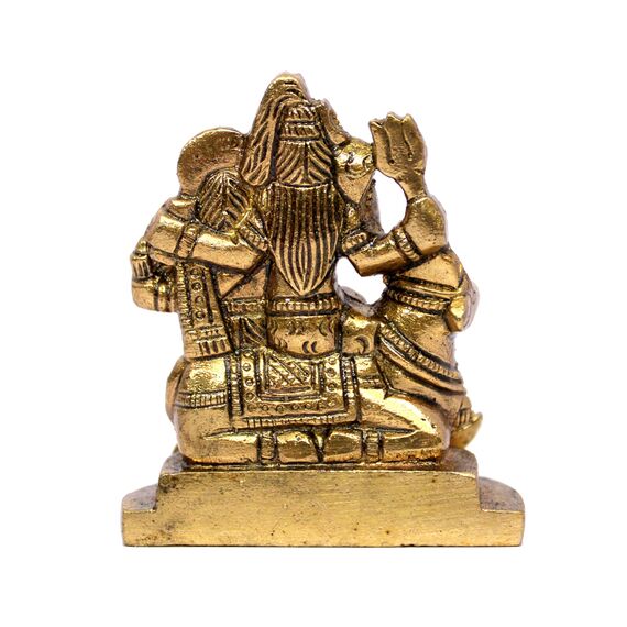 eSplanade Messing-Idol der Shiv-Parvati-Familie – Gott-Idol für das Armaturenbrett des Autos – 5,7 cm Shiv-Familien-Murti als Schreibtischdekoration | Schaustücke zur Einweihung