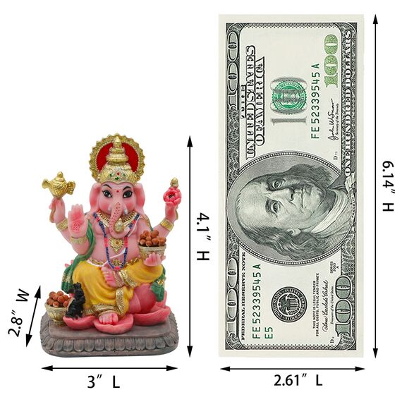 alikiki Indischer Gott, Ganesha, Statue, 10,4 cm, mehrfarbig, hinduistisches Idol, Ganesha-Figur, Indien, Heimbüro, Mandir-Tempel, Altar, Pooja-Artikel, Diwali Puja