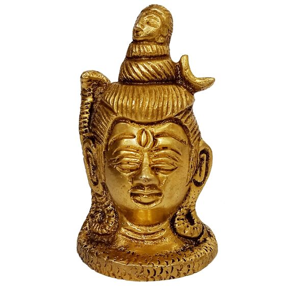 Purpledip Messing Idol Lord Shiva: Siva Bholenath mit Halbmond, Ganga und Vasuki-Schlange (12211A)