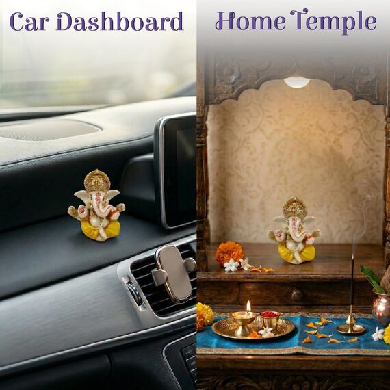 LOVENSPIRE Ganesha-Statue aus Acryl, Ganpati-Figur, Gott des Glücks und des Erfolgs, für Heimdekoration und Auto-Armaturenbrett, Einweihungsfeier, Pooja-Dekoration, Diwali-Dekoration, 1 Stück