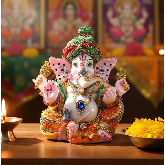ESPLANADE Pagdi Ganesha Ganpati Murti Idol Statue Skulptur (22,9 cm)