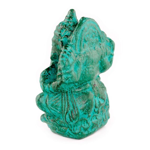FaHome Ganesha Skulptur Hindu Gottheit Stein Figur Glück Statue ca. 12 cm Elefant Grün