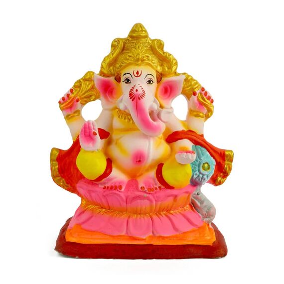 Satvik Skandapurvaja Eco Friendly Lord Ganesha Idol für Visarjan, wasserlösliche Ganpati Statue, Terrakotta Ganesh Chaturthi Idol, Ridhi Sidhi Idol, Ganesh Statue für Heimdekoration, Pooja