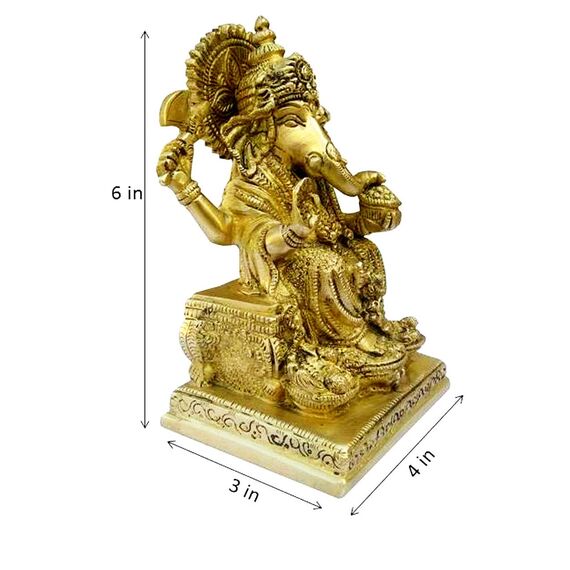Purpledip Idol Siddhi Vinayak Ganesha: seltene Sammler-Skulptur mit aufwendigen Schnitzereien (12214)