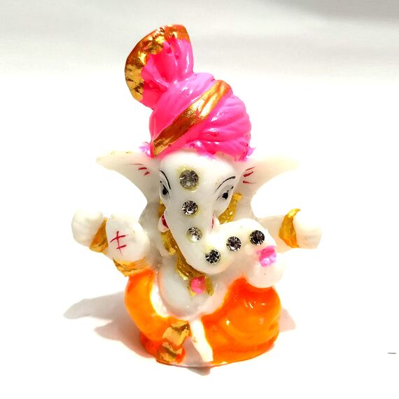 KSJONE Indische Mini-Ganesha-Statue Dekor Home Office Tempel Mandir Pooja Artikel Hindu-Lord Ganesha Figur für Auto Armaturenbrett Ganesh Statue Ganpati Geschenke Home Office Dekor