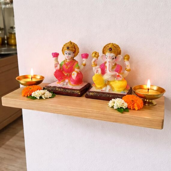 IBA Indianbeautifulart 11 cm Lord Laxmi & Ganesha Poly Marmor Statue Detailgetreu Modelliert Idol Fur Auto Armaturenbrett Wohnkultur Geschenk