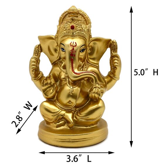 Hinduistischer Gott Lord Ganesha Statuen – 12,7 cm H Indien Gott Ganesha Idol Home Mandir Pooja Dekor Indische Ganesha Figur Tempel Puja Artikel Diwali Geschenk für Freunde Verwandte
