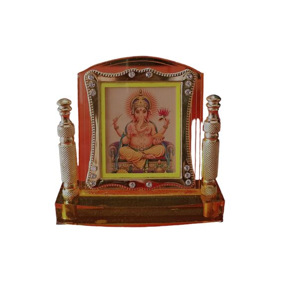 BEXCO Ganesha Idol | Statue für Auto-Armaturenbrett | Wohnkultur | Geschenk | dekoratives Schaustück – 4 cm (Metall, Acryl)