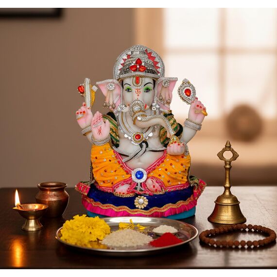 eSplanade Ganesha Ganesha Ganpati Murti Idol Statue Skulptur aus Kunstharz, Pooja-Idole, Heimdekoration, 33,7 cm, große Größe