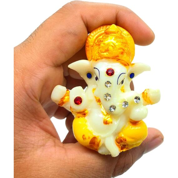 DVISHA Indische Lord Ganesha Statue Elefant Gott Ganesha Idol Figur Statue/Mini Ganesh Ganpati ji für Geschenke Idol für Auto Armaturenbrett Tempel Einweihungsfeier Mandir Pooja Büro Desktop Diwali