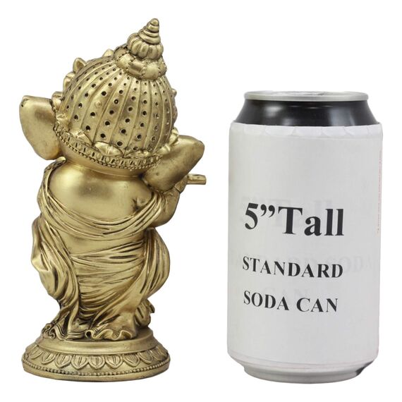 Ebros hinduistischer Elefant, Gott, rituell, tanzend, Ganesha, goldene Statue, 15,2 cm, H Gottheit der Kunst, Weisheit und Wissen, Dekofigur (Ganesh mit Flöte)