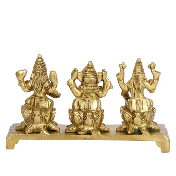 Artvarko Lakshmi Ganesha Saraswati Idol Ganesh Laxmi Messing Metall Murti Statue für Diwali Puja Home Office Erfolg Eingang Dekor Glück Geschenk (LxBxH 14 x 4 x 8 cm)