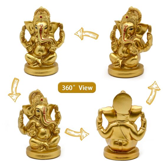 Hinduistischer Gott Lord Ganesha Statuen – 12,7 cm H Indien Gott Ganesha Idol Home Mandir Pooja Dekor Indische Ganesha Figur Tempel Puja Artikel Diwali Geschenk für Freunde Verwandte