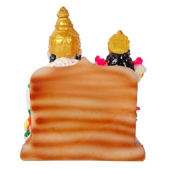 IBA Indianbeautifulart 9.5 cm Lord Lakshmi & Kubera Poly Marmor Statue Detailgetreu Modelliert Idol Fur Auto Armaturenbrett Wohnkultur Geschenk