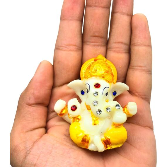 DVISHA Indische Lord Ganesha Statue Elefant Gott Ganesha Idol Figur Statue/Mini Ganesh Ganpati ji für Geschenke Idol für Auto Armaturenbrett Tempel Einweihungsfeier Mandir Pooja Büro Desktop Diwali