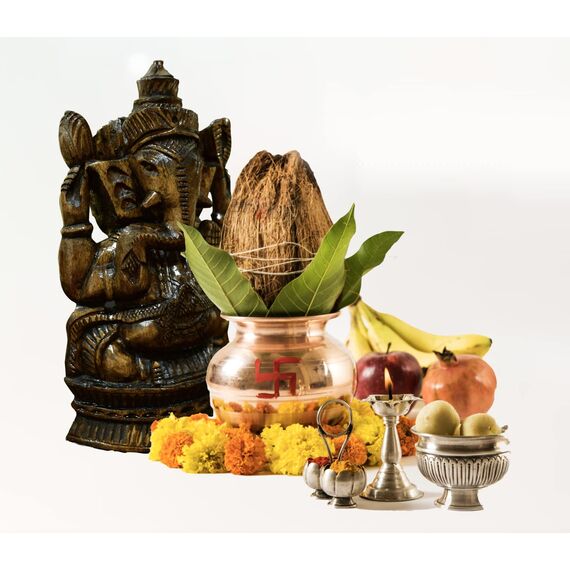 Tarini Gallery Ganesh Ganesha Ganpati Holzstatue Skulptur Idol Murti für Zuhause Tempel Schreibtisch Dekoration Pooja Geschenk Indisch 17,8 cm