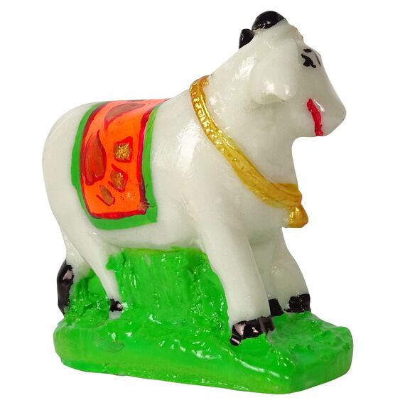 IBA Indianbeautifulart Herr Kamadhenu Kau Mit Kaf Handgefertigte Harz Statue 6 cm Kleines Idol Fur Auto Armaturenbrett Figuren Burotischdekoration