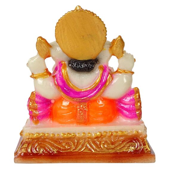 IBA Indianbeautifulart Herr Ganesha Handgefertigte Poly Marmor Statue 8.5 cm Kleines Idol Fur Auto Armaturenbrett Figuren Burotischdekoration