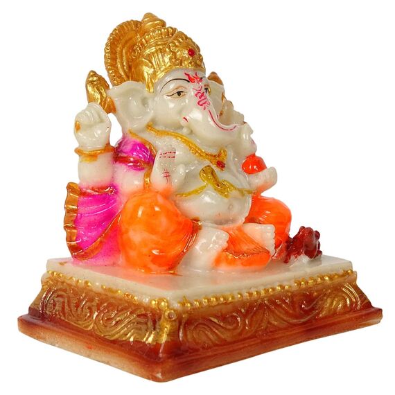 IBA Indianbeautifulart Herr Ganesha Handgefertigte Poly Marmor Statue 8.5 cm Kleines Idol Fur Auto Armaturenbrett Figuren Burotischdekoration