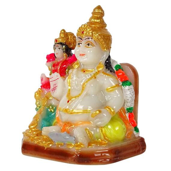 IBA Indianbeautifulart 9.5 cm Lord Lakshmi & Kubera Poly Marmor Statue Detailgetreu Modelliert Idol Fur Auto Armaturenbrett Wohnkultur Geschenk