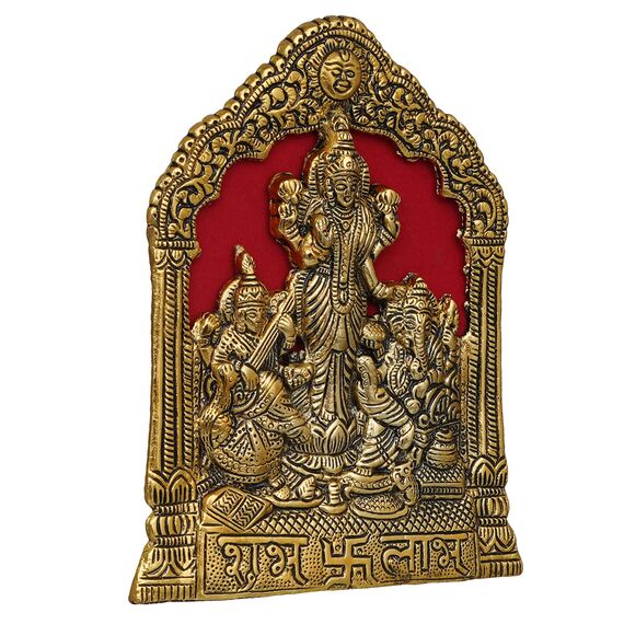 Webelkart Premium Metall Laxmi Ganesha Saraswati Idol Statue Murti für Zuhause und Pooja Dekor | Lakhsmi Ganesha Idol Diwali Dekorationen und Pooja Zimmer (20,3 cm, Gold)