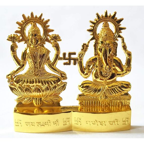 PARIJAT HANDICRAFT 10,2 cm Hindu-Gott Lakshmi Ganesha Metallfigur Statue Idol Murti Set für Zuhause Indianer Diwali Festival Pooja Puja Dekor Indische Geschenkartikel