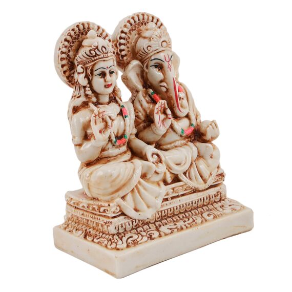 TIED RIBBONS Laxmi Ganesha Idol Lakshmi Ganesh Statue für Einweihungsfeier Puja Zimmer Mandir Tempel Hindu-Gott Figuren (12 x 15 cm) - Diwali Dekorationen für Zuhause und Diwali Geschenke Artikel