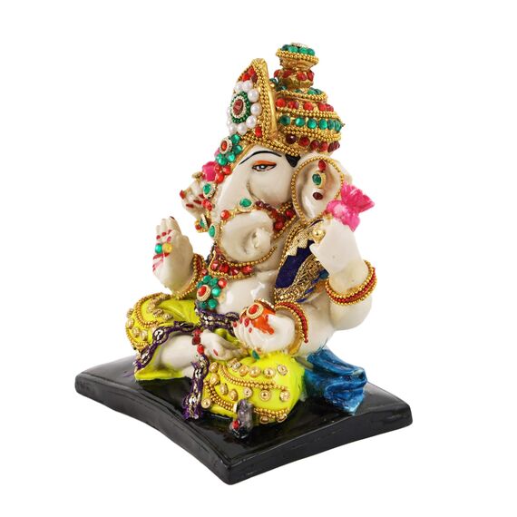 Tied Ribbons Ganesha-Statue, Figur für Zuhause, Tempel, Tischdekoration, Hauseinweihung, 16,3 cm, Kunstharz, Ganesha-Hindu-Gott-Idol, Rückgabe-Geschenke für Pooja, Ganesha-Dekorationen für indische
