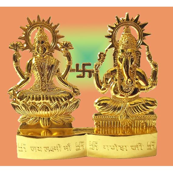 PARIJAT HANDICRAFT 10,2 cm Hindu-Gott Lakshmi Ganesha Metallfigur Statue Idol Murti Set für Zuhause Indianer Diwali Festival Pooja Puja Dekor Indische Geschenkartikel