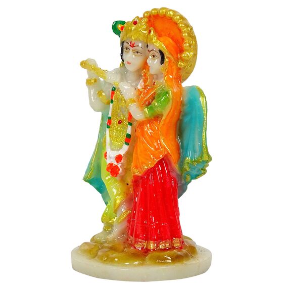 IBA Indianbeautifulart 5.8 cm Kleine Lord Radha Krishna Harz Statue Detailgetreu Modelliert Idol Fur Auto Armaturenbrett Wohnkultur Geschenk