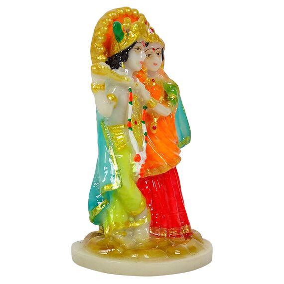 IBA Indianbeautifulart 5.8 cm Kleine Lord Radha Krishna Harz Statue Detailgetreu Modelliert Idol Fur Auto Armaturenbrett Wohnkultur Geschenk