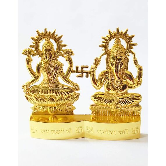 PARIJAT HANDICRAFT 10,2 cm Hindu-Gott Lakshmi Ganesha Metallfigur Statue Idol Murti Set für Zuhause Indianer Diwali Festival Pooja Puja Dekor Indische Geschenkartikel