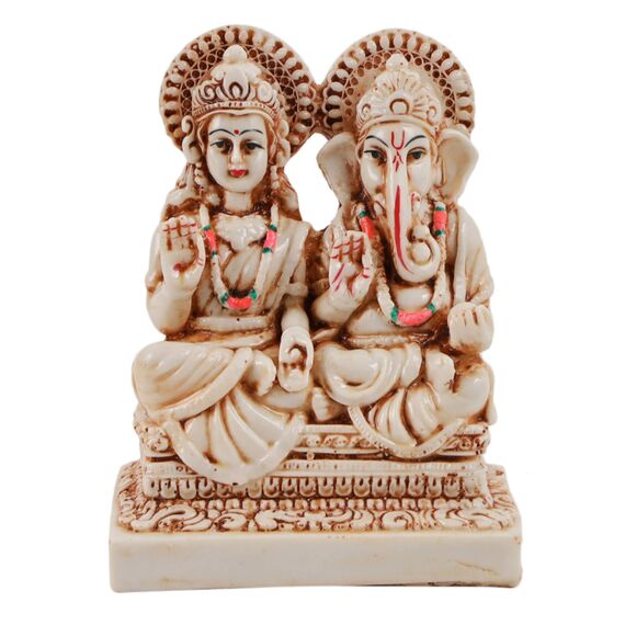 TIED RIBBONS Laxmi Ganesha Idol Lakshmi Ganesh Statue für Einweihungsfeier Puja Zimmer Mandir Tempel Hindu-Gott Figuren (12 x 15 cm) - Diwali Dekorationen für Zuhause und Diwali Geschenke Artikel
