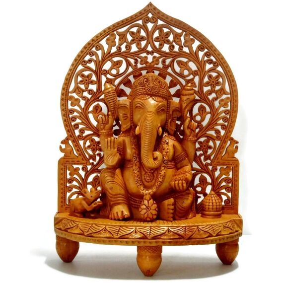 Groß 1.2 Füssen Ganesh Ganesha Idol Die Statue handgeschnitzt Holz Skulptur Elefant Ganesha Ganpati Tempel 10 braun