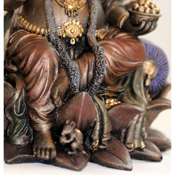 k.a. NEU Ganesha auf Lotos Thron, eindrucksvolle Figur im Antik- Look, bronziert