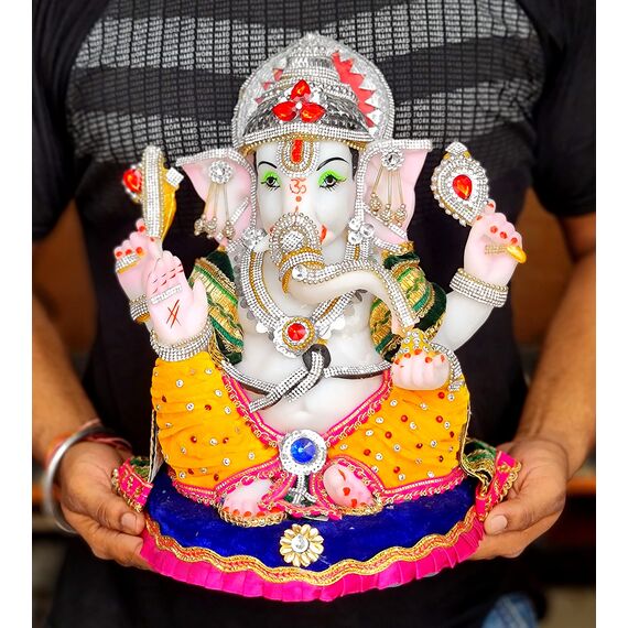 eSplanade Ganesha Ganesha Ganpati Murti Idol Statue Skulptur aus Kunstharz, Pooja-Idole, Heimdekoration, 33,7 cm, große Größe