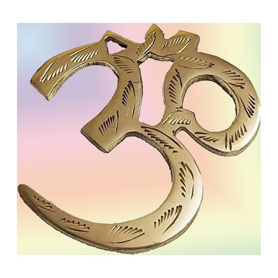 PARIJAT HANDICRAFT Messing heiliges OM Symbol Meditation Raum Yoga Dekor Messing Dekor Messing Wandkunst Wanddekorationen (OM)