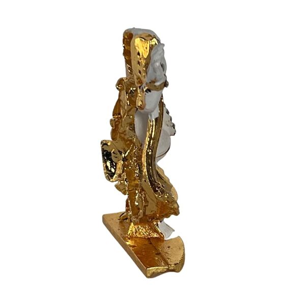 BEXCO Ganesha Ji Moorti Idol/Ganpati Statue Ganesha mit Metallsteinen besetzt, weiß und goldfarben, 7 x 5 x 2 cm
