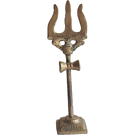 PARIJAT HANDICRAFT Set mit 2 Messing-Om und Trishool Trishul dekorative spirituelle Vastu-Artikel Messing indische hinduistische religiöse Wand Wohnkultur Küche Pooja Mandir Tempel zum Aufhängen Viel