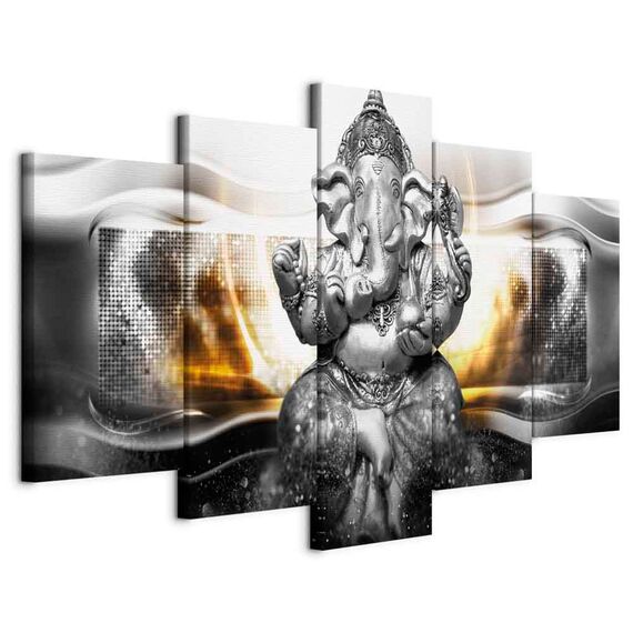murando - Wandbilder XXL Ganesha Hinduismus 100x50cm 5 tlg - Wand Deko Leinwand Bilder Groß Wanddeko Wohnzimmer Schlafzimmer Kunstdrucke - Zen p-A-0032-b-n
