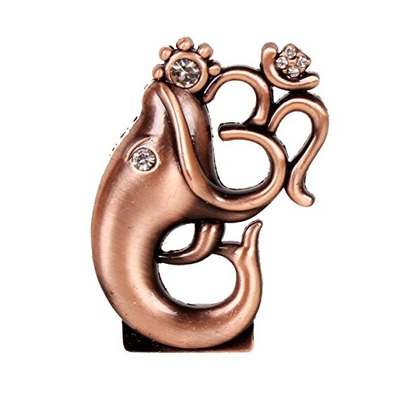 Purpledip Kleine Om-Statue mit Ganpati für Armaturenbrett oder Frontscheibe (10131)