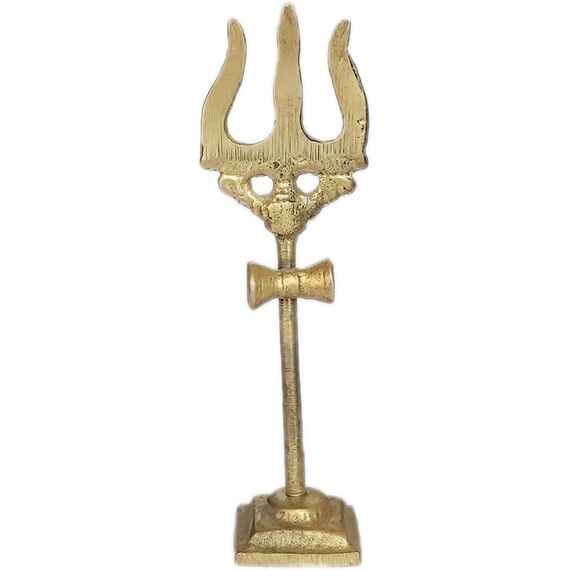 PARIJAT HANDICRAFT Set mit 2 Messing-Om und Trishool Trishul dekorative spirituelle Vastu-Artikel Messing indische hinduistische religiöse Wand Wohnkultur Küche Pooja Mandir Tempel zum Aufhängen Viel