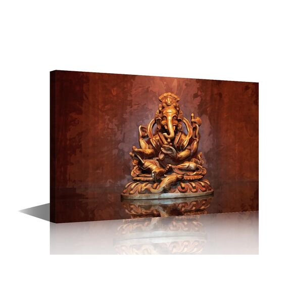 TISHIRON Ganesha Leinwandgemälde, indische Hindu-Götter, Schlafzimmer, Wandkunst Hinduismus, Ölgemälde, zeitgenössische Badezimmerdekoration, Wandkunst, modernes Kunstwerk, fertig zum Aufhängen, für