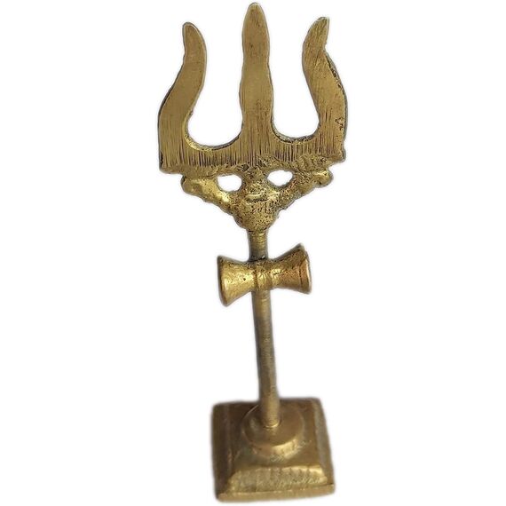 PARIJAT HANDICRAFT Set mit 2 Messing-Om und Trishool Trishul dekorative spirituelle Vastu-Artikel Messing indische hinduistische religiöse Wand Wohnkultur Küche Pooja Mandir Tempel zum Aufhängen Viel