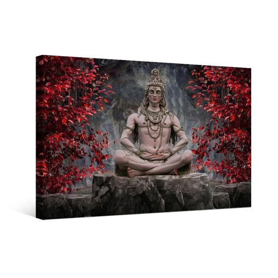 LSIUHWUWI Wanddekorationen für Wohnzimmer Lord Shiva Poster HD-Druck auf Leinwand Wanddekoration für Wohnzimmer Büro 1 Stück Hindu-Gott Lord Shiva Wandkunst gerahmt fertig zum Aufhängen 40,6 x 61 cm